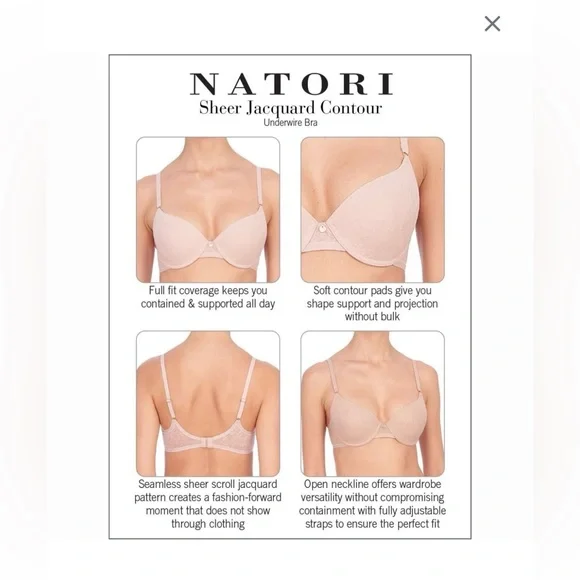 Natori Sheer Jacquard Contour Underwire Bra - Picture 2 of 3
